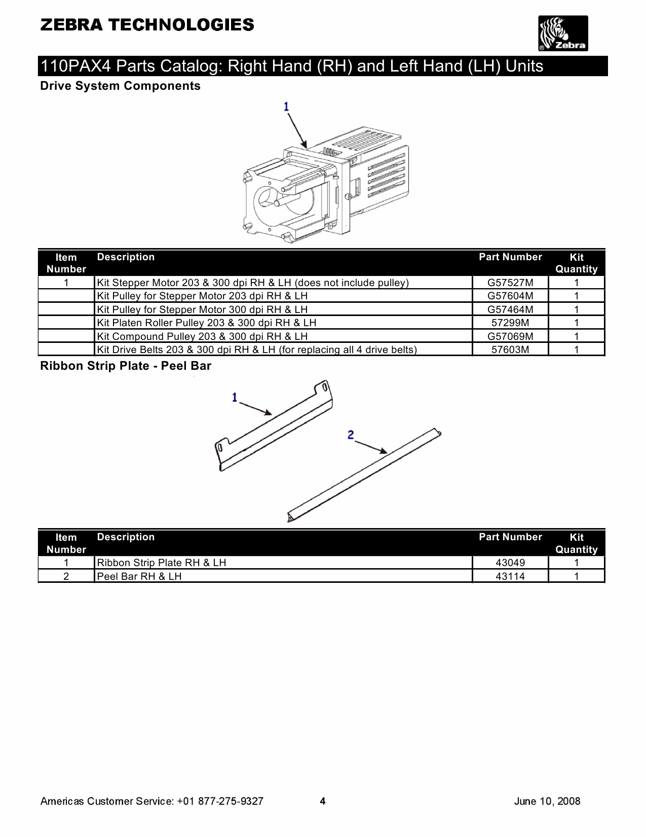 Zebra Label 110PAX4 Parts Catalog-4